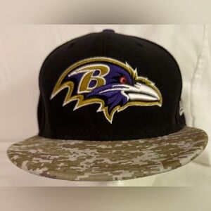 Baltimore Ravens New Era 59FIFTY Black & Camo Cap with Logo Size 7 1/4